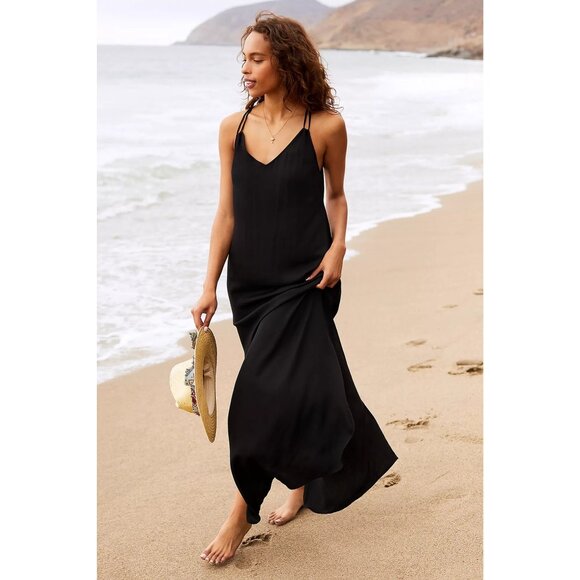 Anthropologie Shoreline Black Open-Back Maxi Dress - Picture 2 of 8
